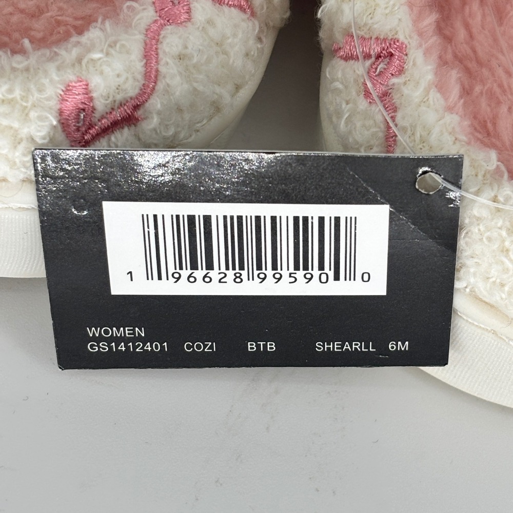 Mia Cozi Slipper Cream/Blush Pink Women Size 6 Faux Fur Slip On Lounge Warm - Picture 12 of 12